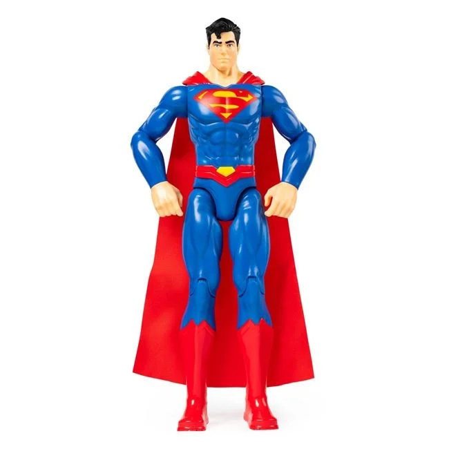 Figurina Superman, cu detalii realiste si capa textila, dimensiune 30cm, rosu-albastru