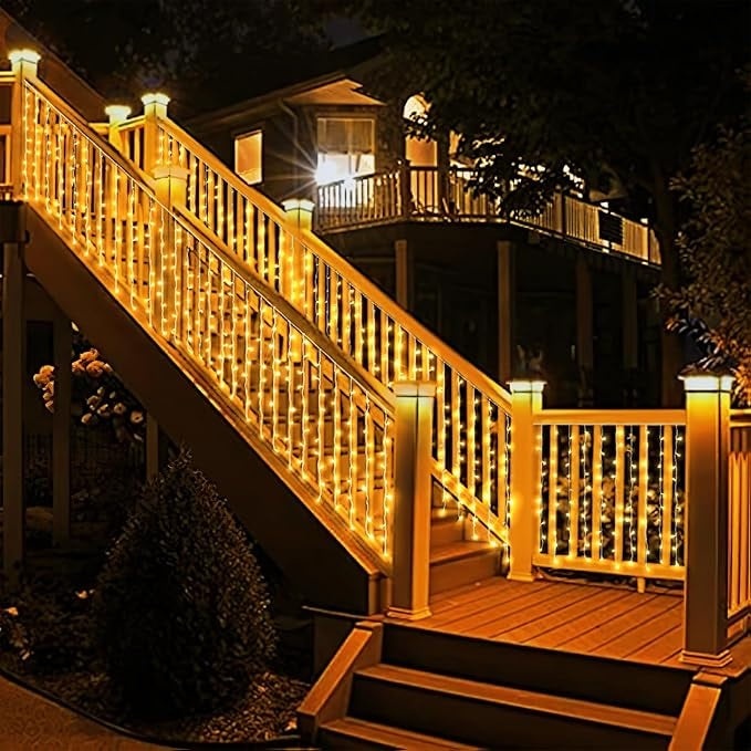 Instalatie Luminoasa cu Franjuri, 360 LED-uri, IP44, 9x1m, Lumina Alba Calda/Rece - 2 | YEO