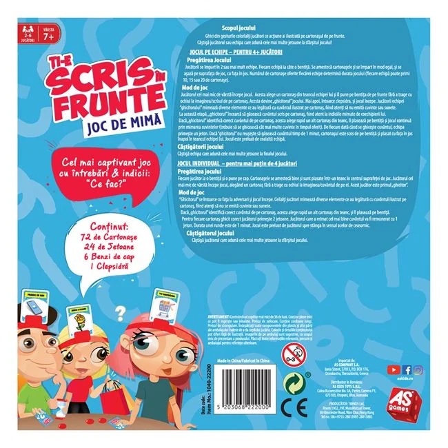 Joc de societate „Ti-e scris in frunte - joc de mima”, 2-6 jucatori, varsta 7+ ani, multicolor - 1 | YEO