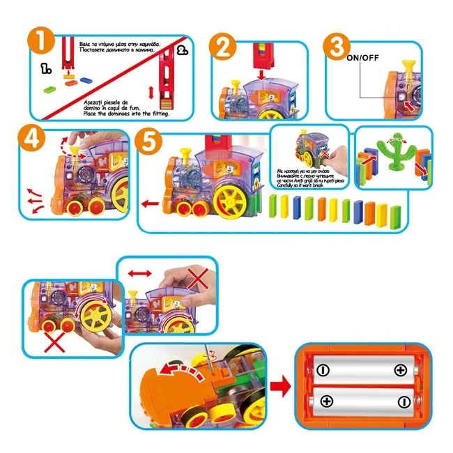 Joc de societate educativ tren domino, cu lumina si sunet, 33x8x23cm, multicolor - 2 | YEO