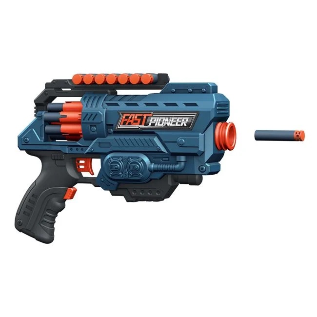 Jucarie mitraliera Shooter, cu 36 de sageti din spuma, 31x6x28cm, albastru-portocaliu - 1 | YEO
