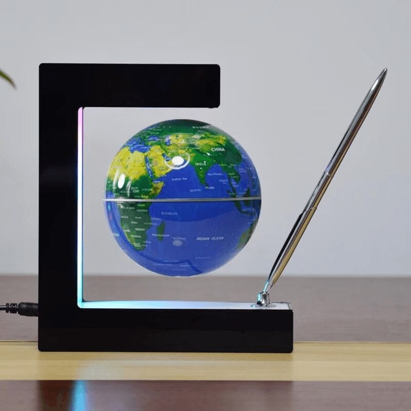 Lampa LED Glob Pamantesc care Leviteaza, cu Suport si Pix Incluse, Negru/Albastru/Verde