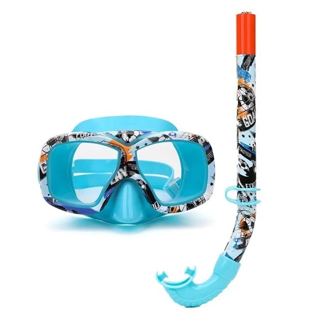 Masca si Tub pentru Snorkeling, pentru copii de la 6-12 ani, Bleu-Multicolor