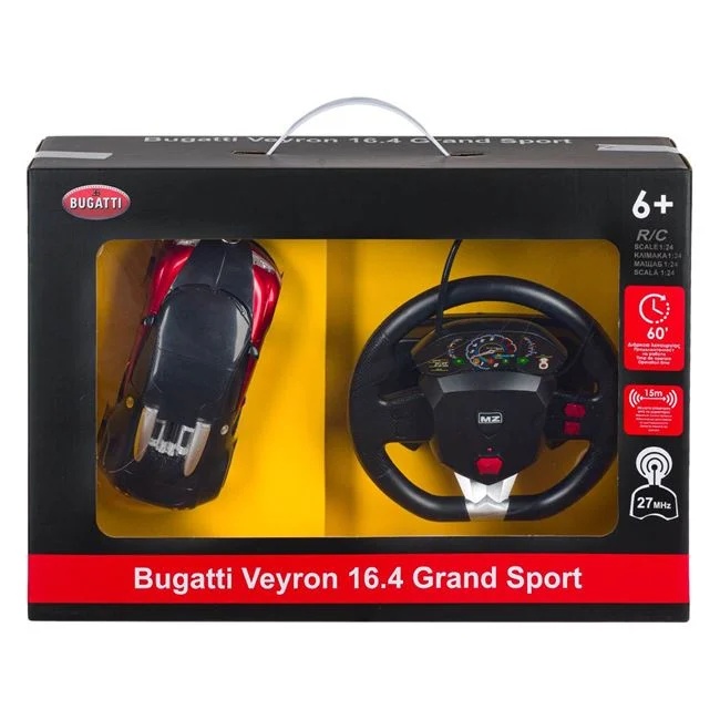 Masina Bugatti Veyronn 16.4 Grand sport, cu volan si telecomanda, 42x13x29cm, rosu
