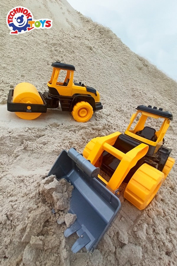 Masinuta de jucarie pentru copii de 3 ani+, utilaj de constructie cu excavator, galben cu gri si negru - 3 | YEO