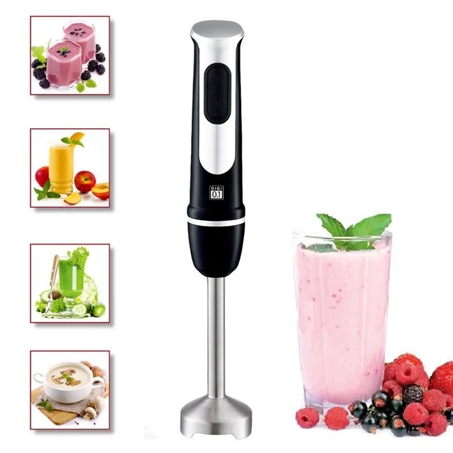 Mixer vertical, de mana, din inox, putere 400W, dimensiuni 7x7x41cm, negru-argintiu