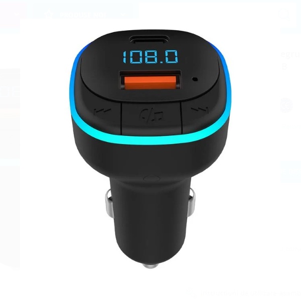 Modulator FM Auto cu Functie de Incarcare 2 in 1, 3.1A USB TYPE-C - I-JMB, Negru - 3 | YEO