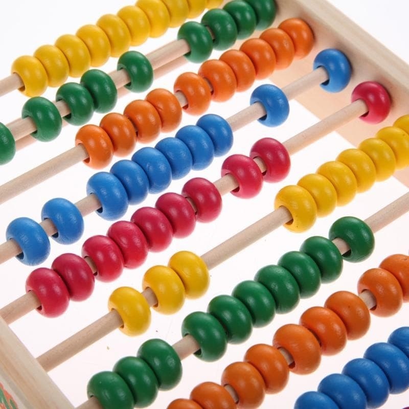Numaratoare din lemn pentru copii 1 an+, cu 10 siruri de margele si numere, 24.3x5.5x20.5cm, multicolor - 3 | YEO