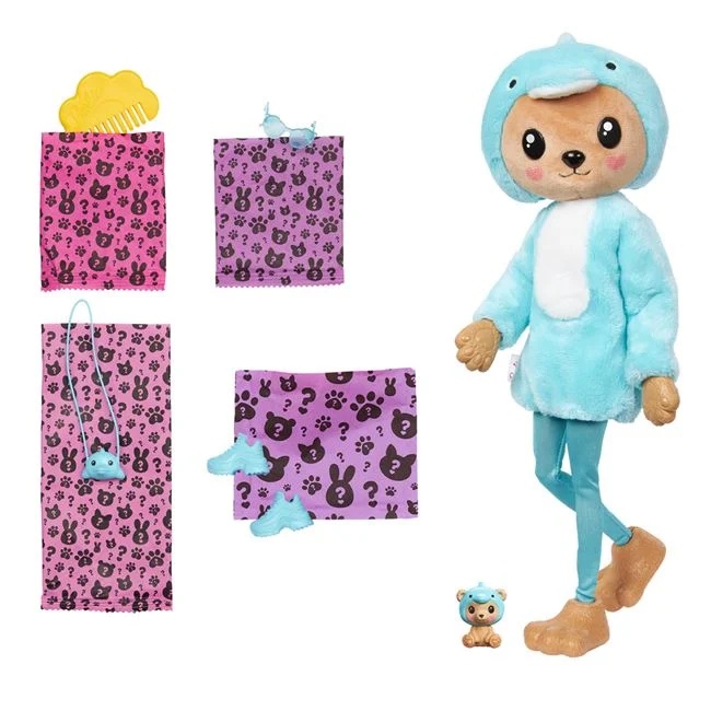 Papusa Barbie Cutie Reveal model delfin, varsta 3+ ani, 10x32.5cm, albastru-maro - 3 | YEO