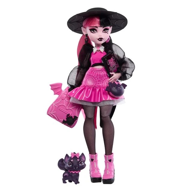 Papusa Monster High Draculaura cu accesorii incluse, varsta 4+ ani, 24x7x31cm, roz-negru - 2 | YEO