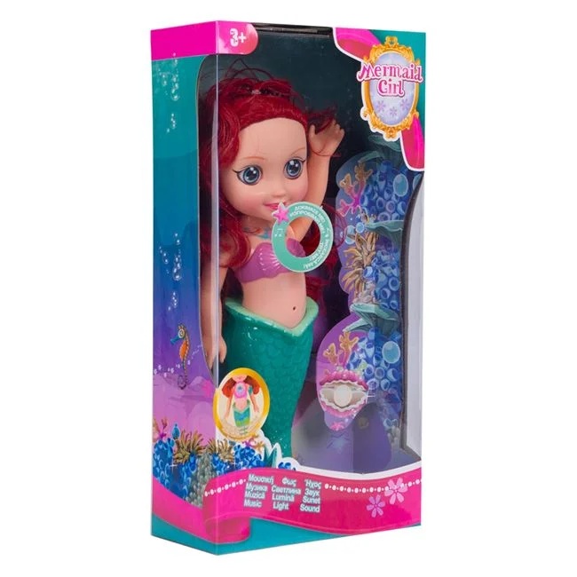Papusa sirena cu sunet si lumina, varsta 3+ ani, 20.5x9.5x41cm, multicolor