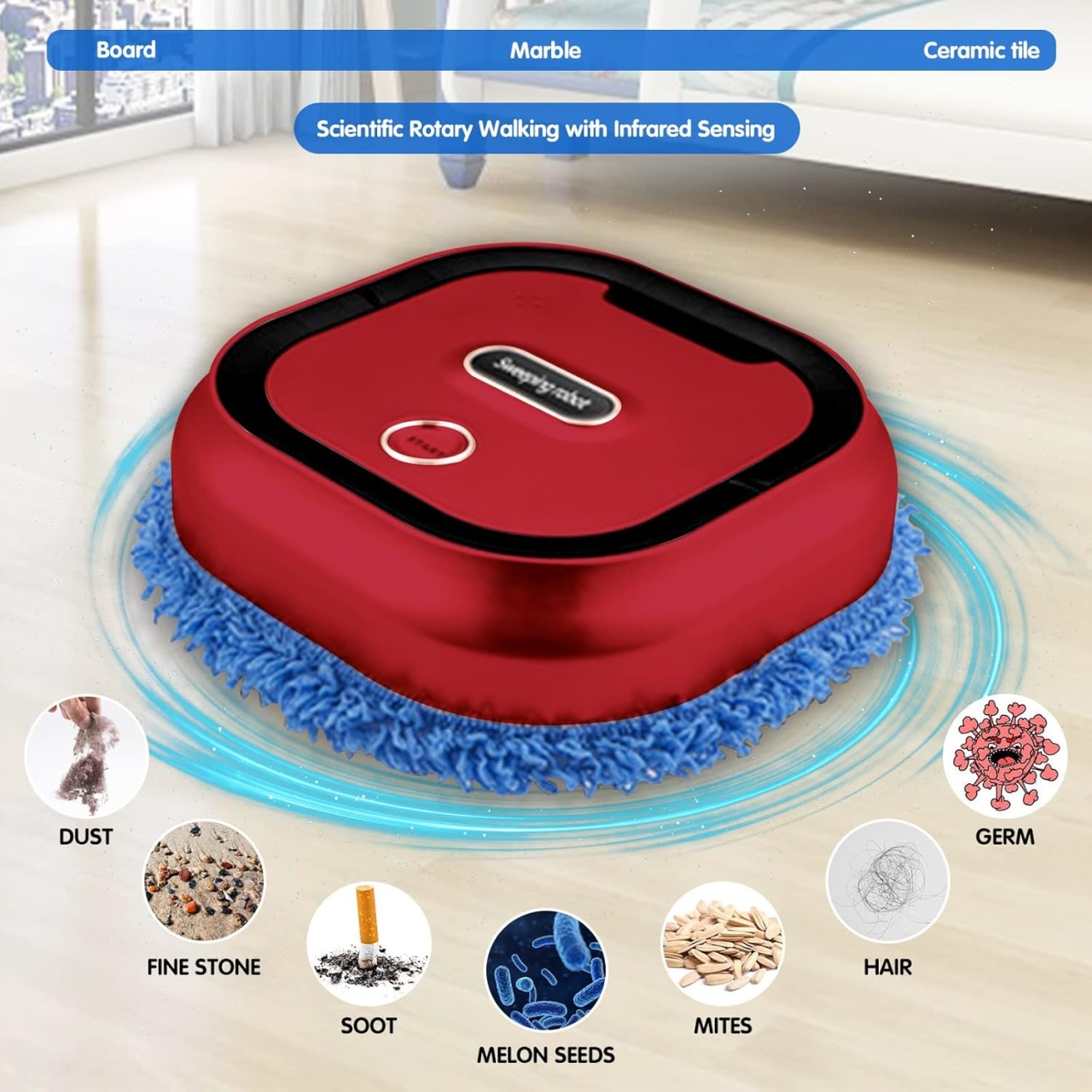 Robot mop inteligent QSD003, 5.4W, USB, reincarcabil, ud sau uscat, silentios - 2 | YEO