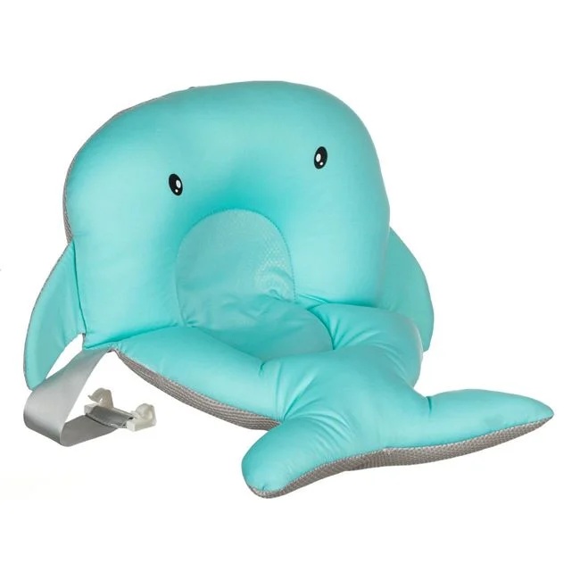 Saltea perna pentru baie, din bumbac, model delfin, dimensiuni 32x48x10cm, verde - 1 | YEO
