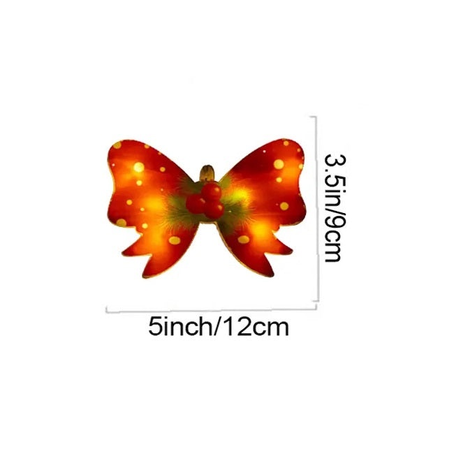 Set 6 Fundite Luminoase pentru Bradul de Craciun, cu LED, Alb/Rosu - 1 | YEO