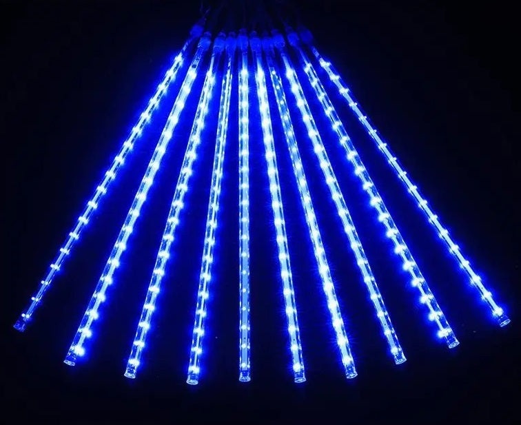 Set cu 2 Instalatii Luminoase Craciun cu 8 Meteori, 4m Lungime Instalatie, 80 cm Lungime Meteor, Lumina Alba Calda/Rece, Albastra sau Multicolora - 2 | YEO