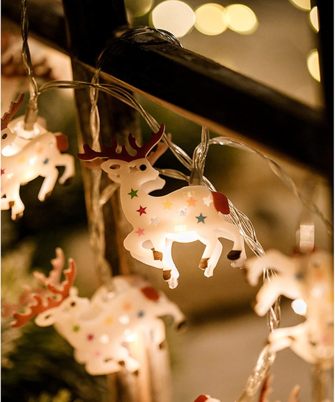 Set de 2 Instalatii Luminoase de Craciun cu Figurine in Forma de Ren, 2x2m, 2x10 LED-uri, Lumina Alba - 1 | YEO