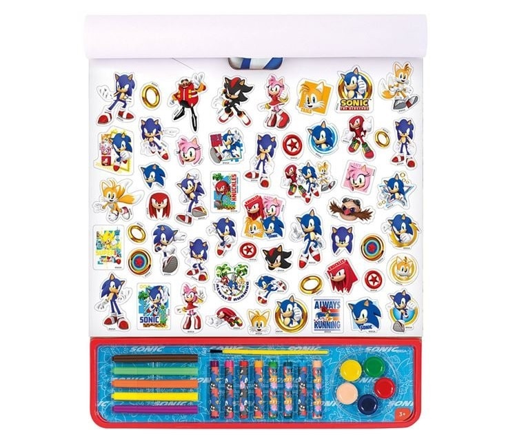 Set de Colorat Bloc mare, model Sonic, 5 in 1 cu Accesorii, 3ani+, 35x1x42 cm - 2 | YEO