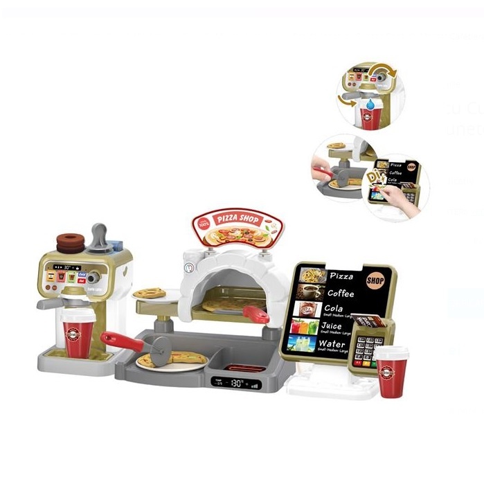 Set de Joaca Pizzerie, cu Casa de Marcat, Cuptor Pizza si Cafetiera, cu Sunete, copii 3 ani+, multicolor - 3 | YEO