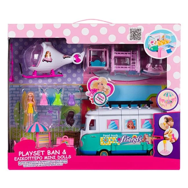 Set duba si elicopter cu papusa Mini si accesorii incluse, varsta 4+ ani, 44x12x37.5cm, multicolor
