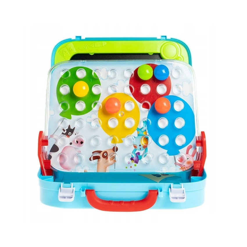 Tablita de desenat tip valiza, cu mozaic 2 in 1, roti zimtate si diferite accesorii, multicolor - 3 | YEO