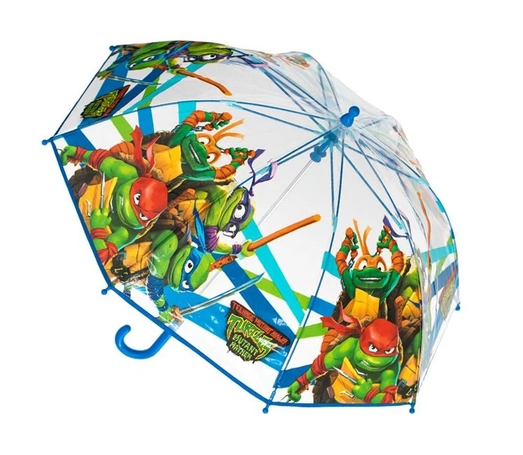 Umbrelă de Ploaie Baston, model Ninja Turtles, pentru Copii, 64 cm, albastru/verde