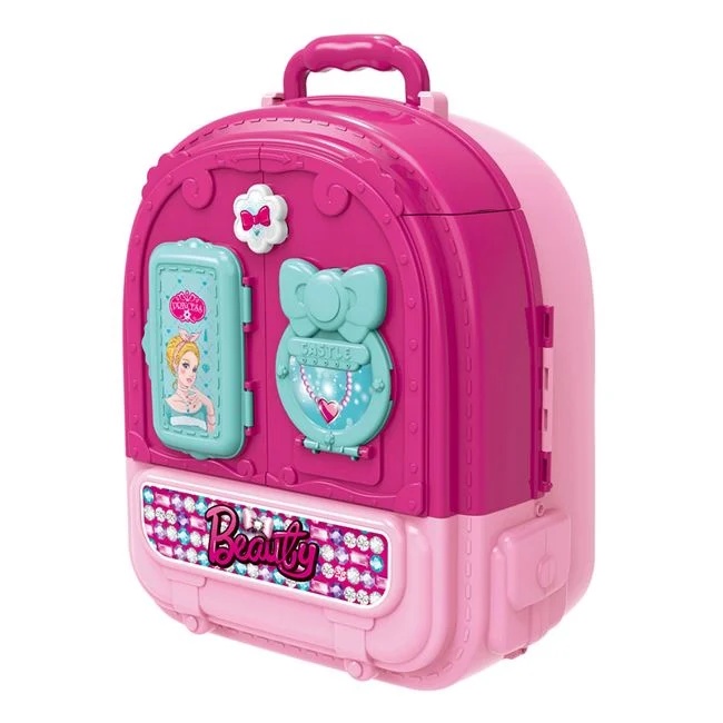 Valiza jucarie pentru bijuterii, varsta 3+ ani, din plastic, 23x16x34cm, roz