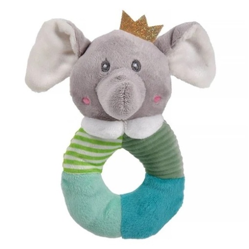 Jucarie pentru copii in forma de elefant, Cu zornaitoare, Plus, Poliester, 14x6x25cm, Gri