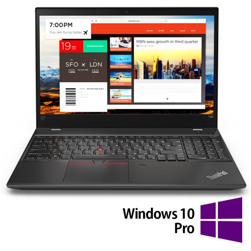 Laptop Refurbished LENOVO ThinkPad T580 Intel Core i5-8250U 1.70 - 3.40GHz 8GB DDR4 256GB SSD 15.6 Inch Full HD Webcam + Windows 10 Pro