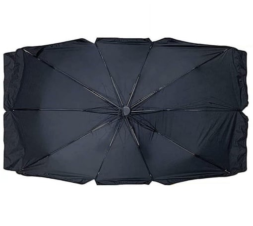 Parasolar auto pentru parbriz, tip umbrela, rezistent UV, negru-argintiu