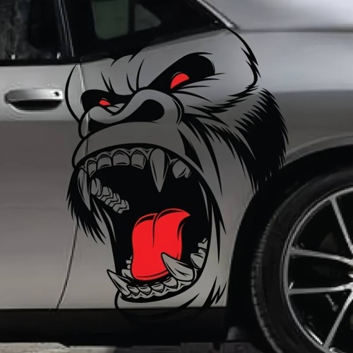 Set 2 stickere autoadezive Tuning in doua culori model Gorilla" dimensiune 70 x 47 cm culoare Negru + Rosu"