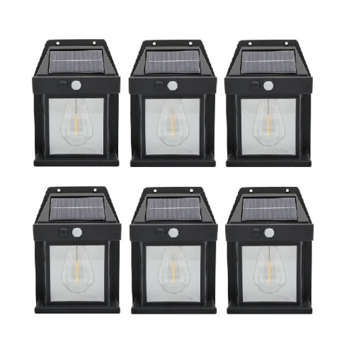 Set 6 x Lampi Solare de Perete 2W, 600LM, rezistenta la apa IP65, pentru gradina sau casa, negru