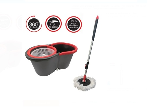 Set complet mop rotativ 360° cu găleată și storcător – microfibră super-absorbantă, depozitare ușoară