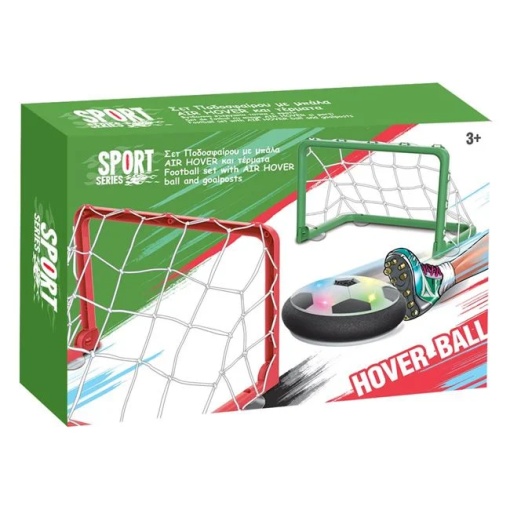 Set masa de fotbal Air Hover cu 2 porti si lumina, varsta 3+ ani, 31x8x21cm, verde-rosu