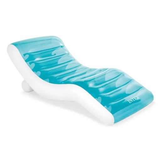 Sezlong Gonflabil, Intex, pentru apa sau plaja, 1.9x0.99 m, alb-albastru