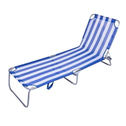 Sezlong Plaja, Dimensiuni 188x55x240cm, Albastru-Alb
