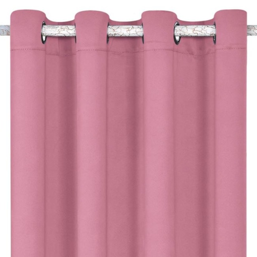 Draperie decorativa, tip blackout - nu lasa lumina sa treaca, cu inele, 140x260 cm, roz