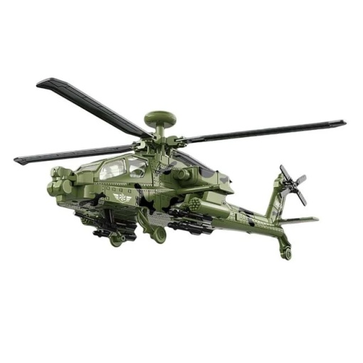 Jucarie elicopter militar Apache, cu sunet si lumina, 36x14x12.5cm, verde