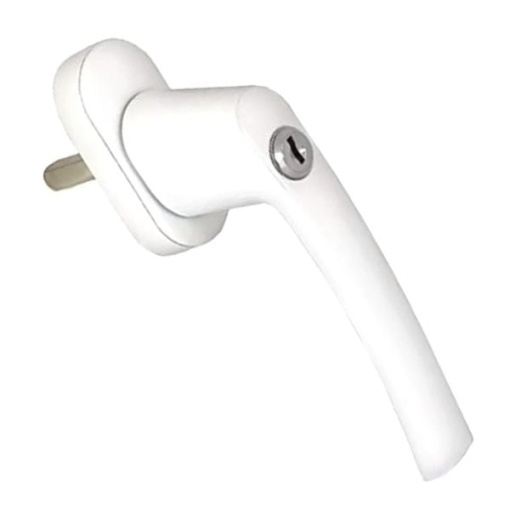 Maner pentru ferestre din PVC, pentru geam de 35 mm cu sistem de blocare cu cheie, Alb