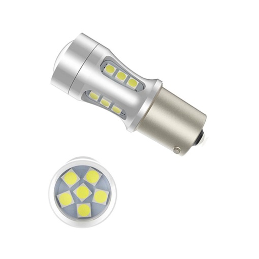 Set 2 becuri auto LED T20, cu 18 SMD, Canbus, 6000K, 15W, lumina alba-rece