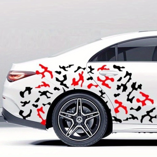 Set 2 stickere autoadezive Tuning in doua culori model Paint Stains" dimensiune 97 x 47 cm culoare Negru + Rosu"