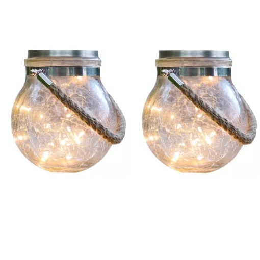 Set 2 X Lampa Solara Decorativa tip Borcan, Design Modern, Lumina Calda, Sticla