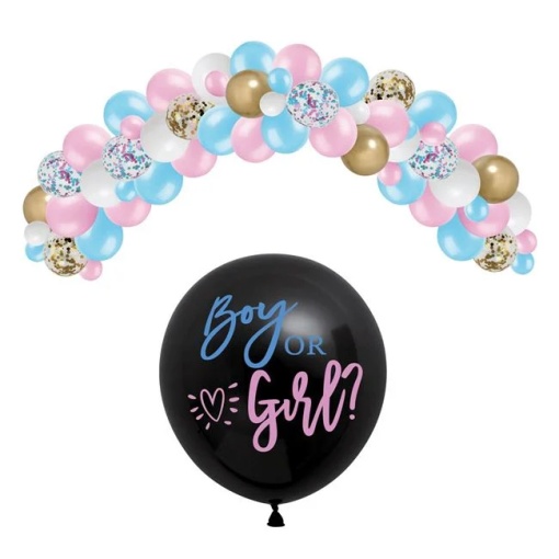 Set Baloane pentru Petrecerea Bebelusului cu Confeti Colorat - 60buc