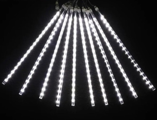 Set cu 3 Instalatii Luminoase Craciun cu 8 Meteori, 4m Lungime Instalatie, 50 cm Lungime Meteor, Lumina Alba Calda/Rece, Albastra sau Multicolora