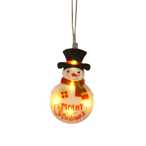 Set cu 6 Decoratiuni Luminoase pentru Craciun, in Forma de Om de Zapada, Alb/Rosu/Negru