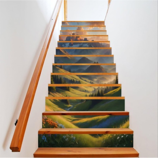 Sticker decorativ pentru scari interioare print autoadeziv de inalta rezolutie dimensine 200 x 124 cm cod: AVX-STAIRS-07