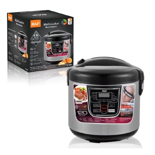 Aparat multifunctional pentru gatit, RAF R166B, 700W, 5L, 12 functii, afisaj digital LED, 29x29cm, negru-gri