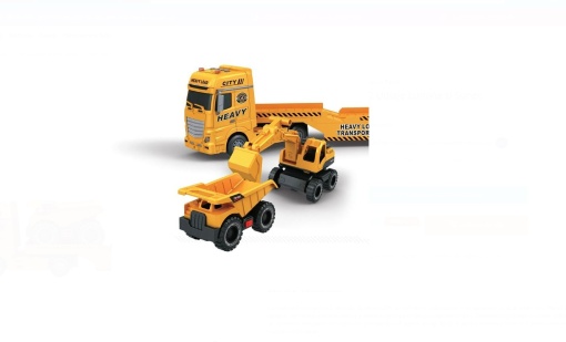 Camion cu 2 Utilaje de Construcții, Lumini și Sunete, Jucărie Copii