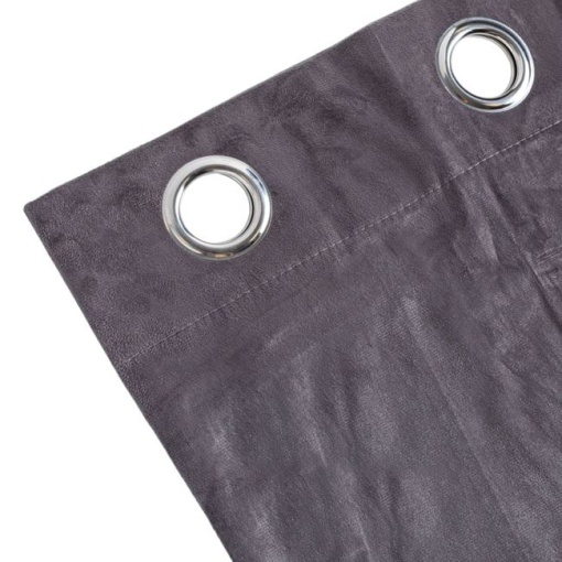 Draperie decorativa, tip blackout - nu lasa lumina sa treaca, cu aspect de piele suede, cu inele, 140x260 cm, gri