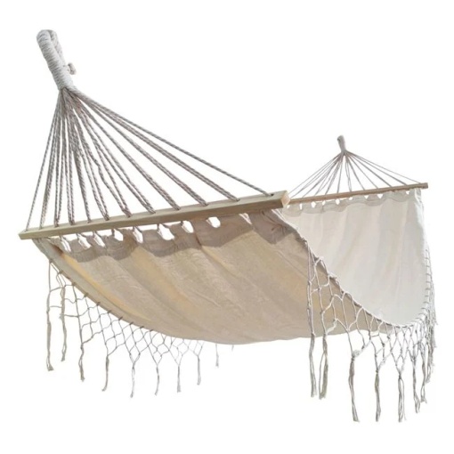 Hamac Suspendabil din Macrame Bej, 200x100 cm