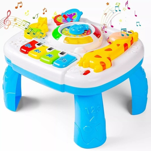 Masuta de activitati interactive pentru copii 18 luni+, cu pian, lumini si sunete, 25x23x18 cm, multicolor
